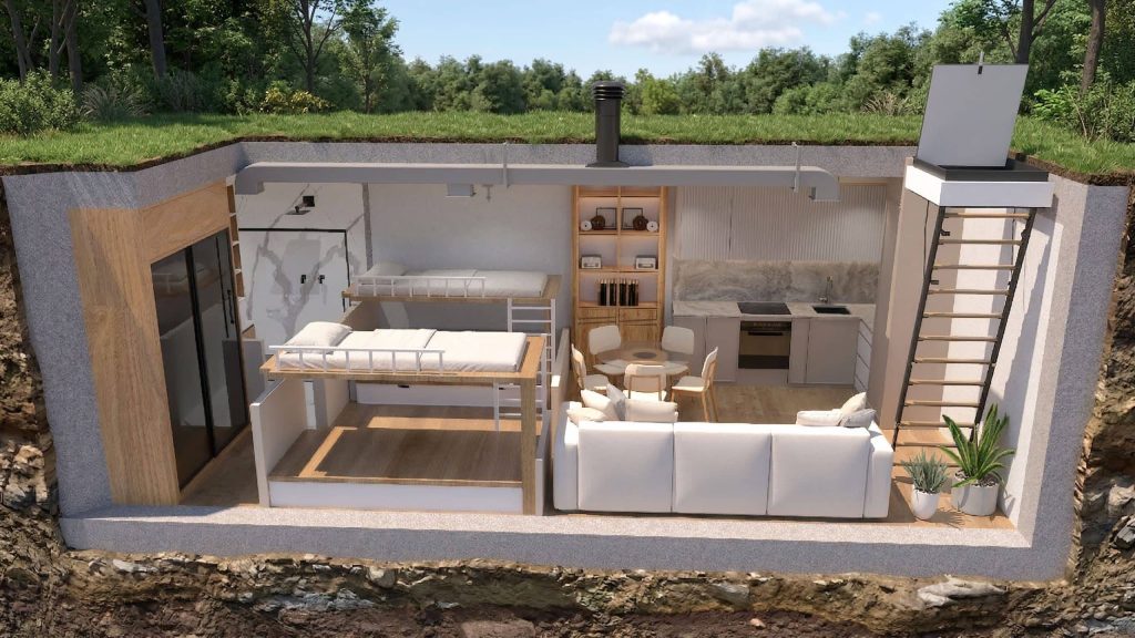 Bunker 8×3 em betão armado