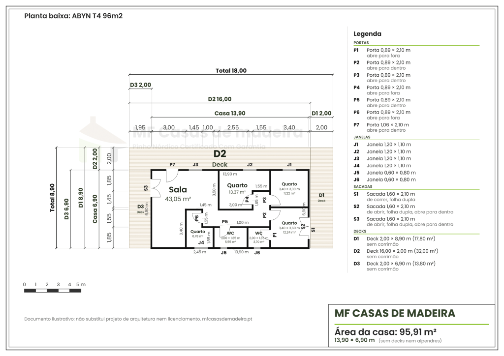Planta da casa de madeira Abyn T4