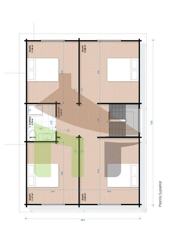 Planta da casa de madeira Duda T5