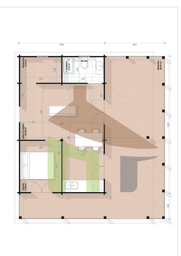Planta da casa de madeira Sines T1